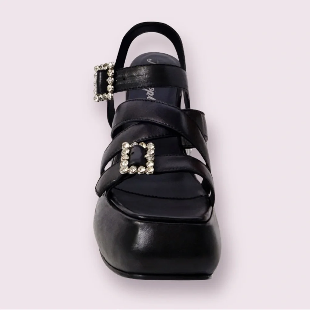 Free People Brooklyn Ankle Strap Platform Sandal in Black